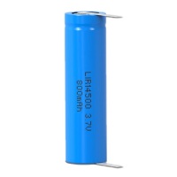 LIR14500 / 14500 batterij met soldeerlippen (3.7 V, 800 mAh, 123accu huismerk)  ADR00161