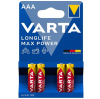Varta Longlife Max Power AAA / MN2400 / LR03 Alkaline Batterij 4 stuks