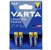 Varta Longlife Power AAA / MN2400 / LR03 Alkaline Batterij 4 stuks