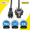10 stuks: C5 EU-kabel voor netstroom (1.8 meter, Haaks, 123accu huismerk) ADR00476 - 1
