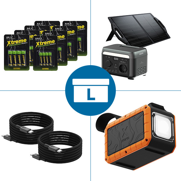 123accu Noodpakket L - Compleet noodpakket met batterijbundel en powerstation met zonnepaneel ADR00383 - 1