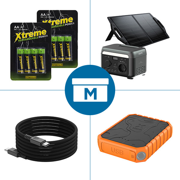123accu Noodpakket M - Noodstroom set met batterijen en powerstation met zonnepaneel ADR00382 - 1