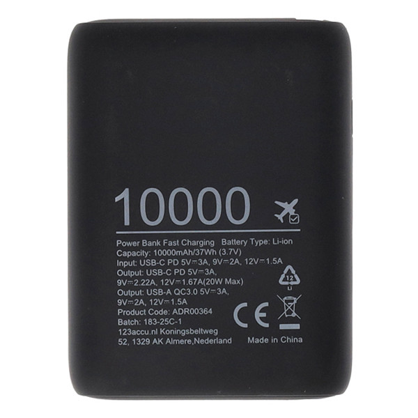 123accu Powerbank met snelladen zwart (20W, 10000 mAh) ADR00364 - 8