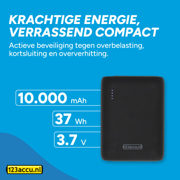 123accu Powerbank met snelladen zwart (20W, 10000 mAh) ADR00364 - 8