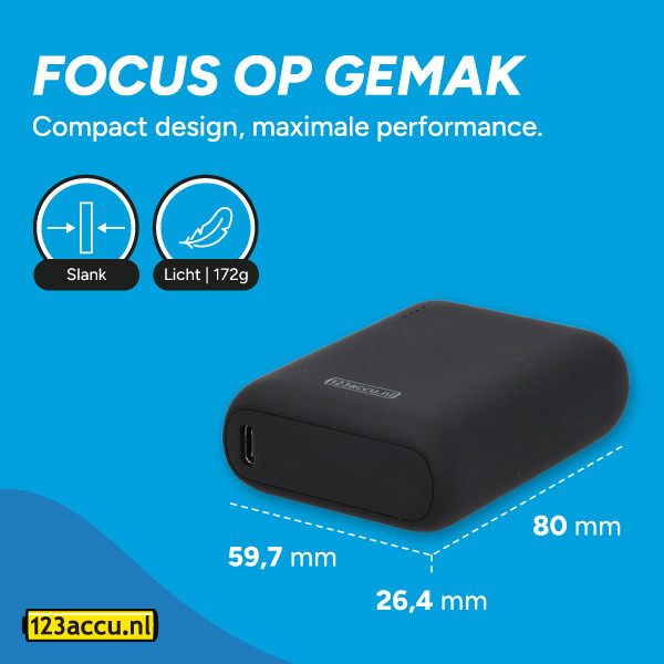 123accu Powerbank met snelladen zwart (20W, 10000 mAh) ADR00364 - 9