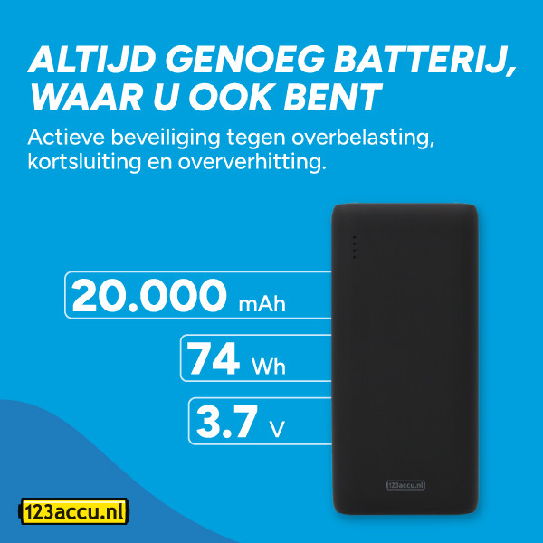 123accu Powerbank met snelladen zwart (20W, 20000 mAh) ADR00365 - 8