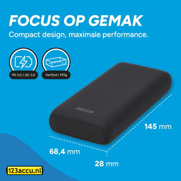 123accu Powerbank met snelladen zwart (20W, 20000 mAh) ADR00365 - 9