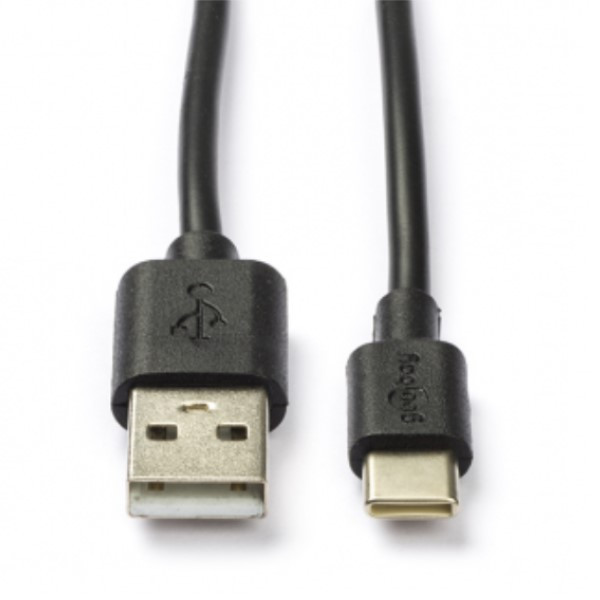 USB A naar USB C kabel (2 meter, zwart) AAC00912 - 1