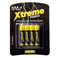 123accu Xtreme Power AAA / MN2400 / LR03 alkaline batterij (4 stuks, 1300 mAh)  ADR00008
