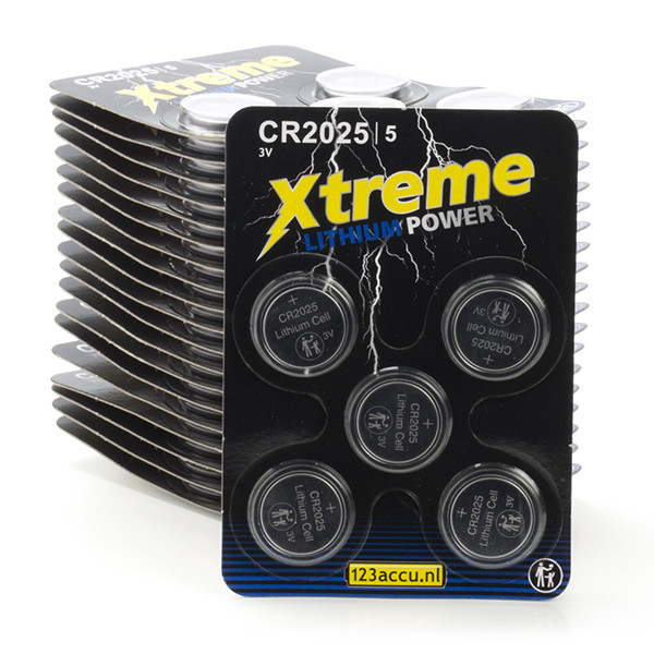 123accu Xtreme Power CR2025 3V Lithium knoopcel batterij 100 stuks  ADR00068 - 1