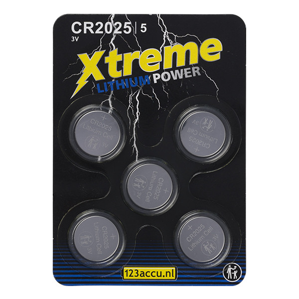 123accu Xtreme Power CR2025 3V Lithium knoopcel batterij 5 stuks  ADR00070 - 1