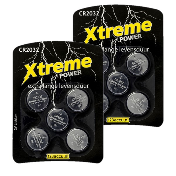 123accu Xtreme Power CR2032 3V Lithium knoopcel batterij 10 stuks  ADR00137 - 1