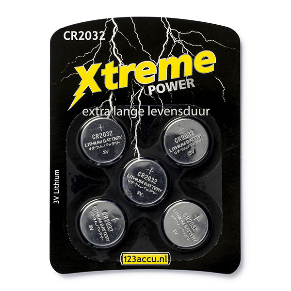 123accu Xtreme Power CR2032 3V Lithium knoopcel batterij 5 stuks  ADR00046 - 1