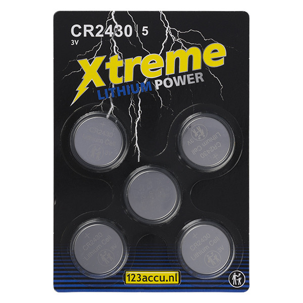 123accu Xtreme Power CR2430 3V Lithium knoopcel batterij 5 stuks  ADR00065 - 1