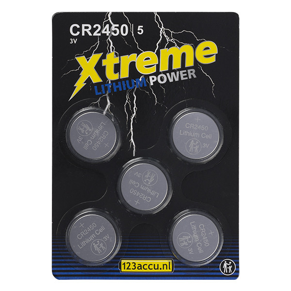 123accu Xtreme Power CR2450 3V Lithium knoopcel batterij 5 stuks  ADR00083 - 1