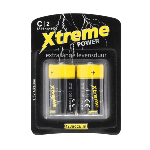 123accu Xtreme Power LR14 / C Alkaline Batterij (2 stuks) ADR00043 - 1