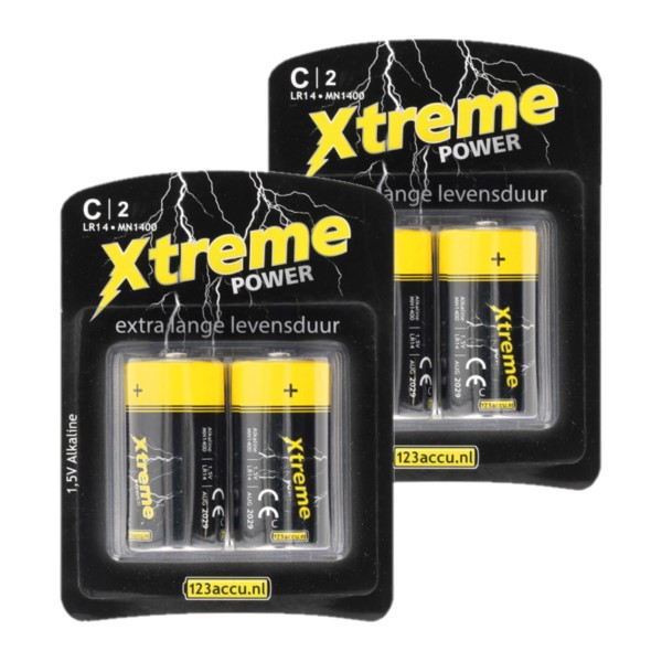 123accu Xtreme Power LR14 / C Alkaline Batterij (4 stuks) ADR00131 - 1