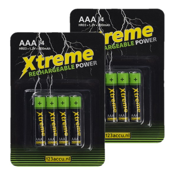 123accu Xtreme Power Oplaadbare AAA / HR03 Ni-Mh batterijen (8 stuks, 800 mAh)  ADR00189 - 1