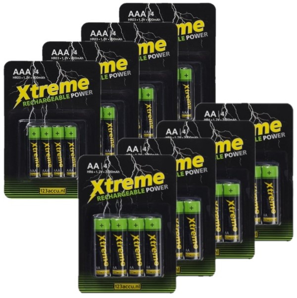123accu Xtreme Power Oplaadbare AA / HR6 + AAA / HR03 Ni-Mh batterijen (32 stuks, 2000 mAh)  ADR00193 - 1