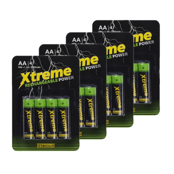 123accu Xtreme Power Oplaadbare AA / HR6 Ni-Mh batterijen (16 stuks, 2000 mAh)  ADR00190 - 1