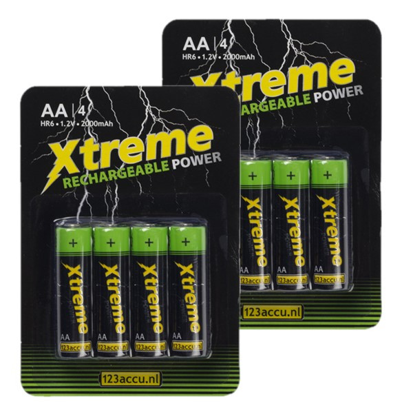 123accu Xtreme Power Oplaadbare AA / HR6 Ni-Mh batterijen (8 stuks, 2000 mAh)  ADR00185 - 1