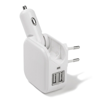 123accu huismerk universele 2-poorts usb auto/stroom oplader  ANB00582