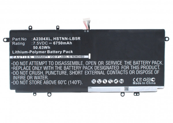 123accu vervangt HP A2304XL / 738075-421 / 738392-005 accu (7.5 V, 6750 mAh) AHP00275 - 1