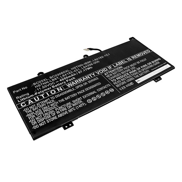 123accu vervangt HP BC03XL / L84398-005 / HSTNN-IB9K accu (11.55 V, 4950 mAh) AHP00765 - 1