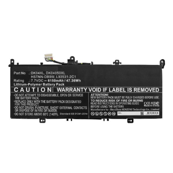 123accu vervangt HP DK04XL / L93559-005 / HSTNN-DB9W accu (7.7 V, 6150 mAh) AHP00762 - 2