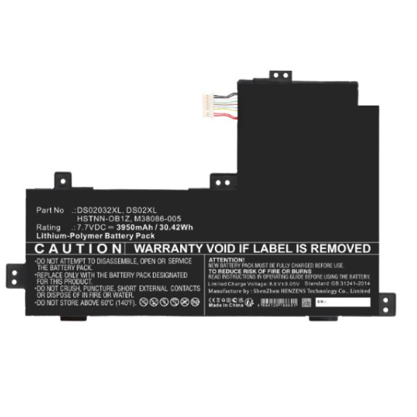 123accu vervangt HP DS02XL / M38086-005 / HSTNN-OB1Z accu (7.7 V, 3950 mAh) AHP00819 - 2