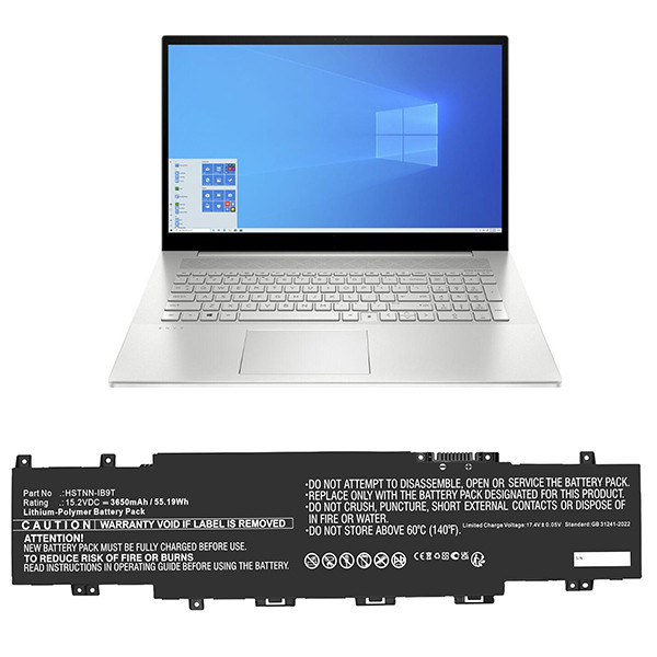 123accu vervangt HP HSTNN-IB9T / M24420-1D1 accu (15.12 V, 3650 mAh) AHP00880 - 1