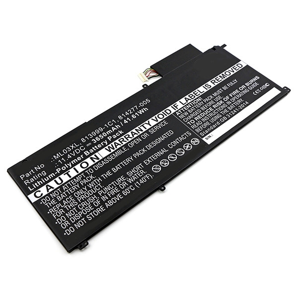 123accu vervangt HP ML03XL / 814060-850 / HSTNN-IB7D accu (11.4 V, 3650 mAh) AHP00511 - 1