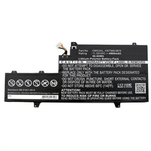 123accu vervangt HP OM03XL / 863280-855 / HSTNN-IB70 accu (11.55 V, 4700 mAh) AHP00520 - 1