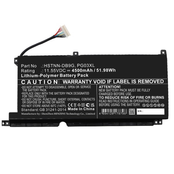 123accu vervangt HP PG03XL / L48495-005 / HSTNN-DB9G accu (11.55 V, 4150 mAh) AHP00811 - 2