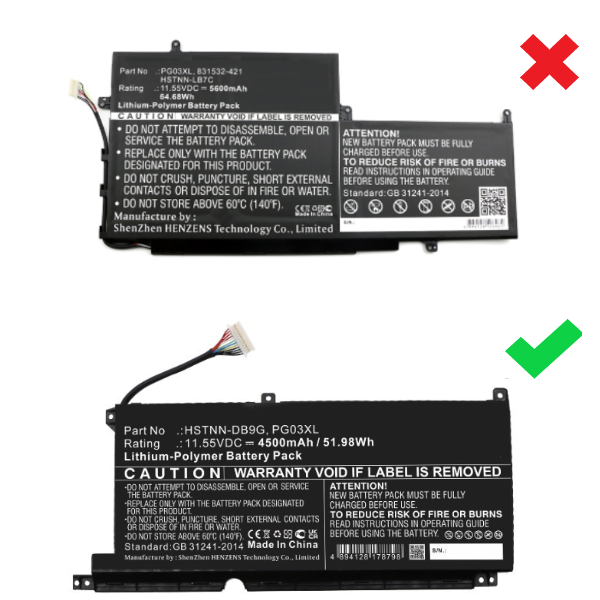 123accu vervangt HP PG03XL / L48495-005 / HSTNN-DB9G accu (11.55 V, 4150 mAh) AHP00811 - 4