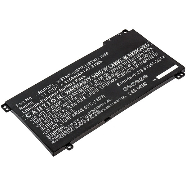 123accu vervangt HP RU03XL / L12791-855 / HSTNN-IB8P accu (11.4 V, 4150 mAh) AHP00646 - 1
