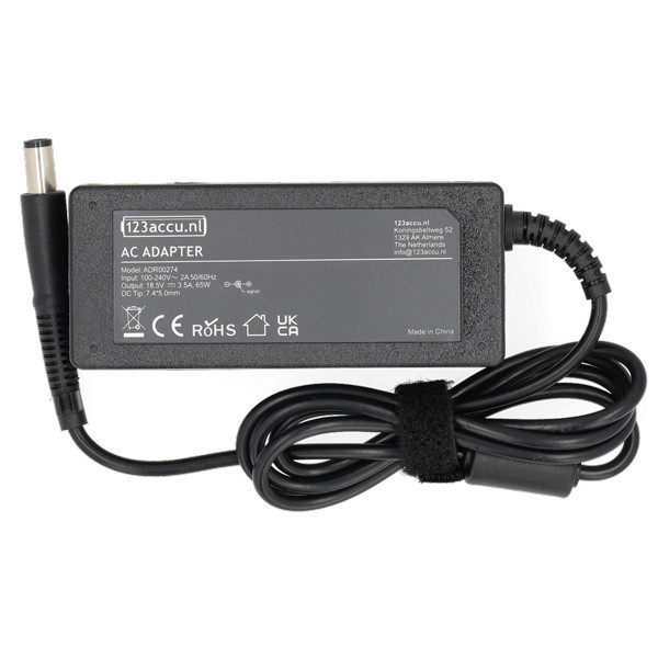 123accu vervangt HP adapter (18.5 V, 3.5 A, 65 W, 7.4 x 5.0 plugmaat) ADR00274 - 2