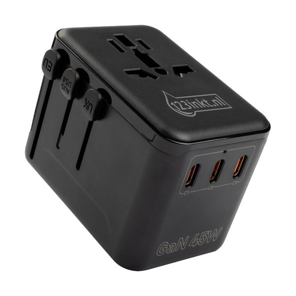 123inkt reisadapter/oplader 45W met 1 USB-A + 3 USB-C  390044 - 1