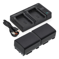 2 stuks: Canon BP-807 / BP-808 / BP-809 accu's met USB-C double slot oplader (7.4 V, 890 mAh, 123accu huismerk) ACA00806