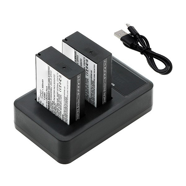 2 stuks: Canon LP-E17 / 9967B002 accu's + USB lader (7.4 V, 1100 mAh, 123accu huismerk)  ACA00732 - 1
