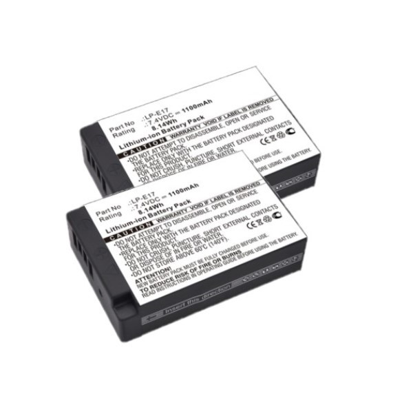 2 stuks: Canon LP-E17 / 9967B002 accu's (7.4 V, 1100 mAh, 123accu huismerk)  ACA00729 - 1