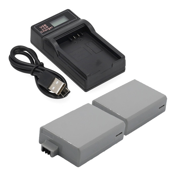 2 stuks: Canon LP-E5 accu's met USB-C single slot oplader (7.4 V, 1080 mAh, 123accu huismerk) ACA00816 - 1