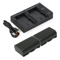 2 stuks: Canon LP-E6 / LP-E6N / LP-E6NH accu's met USB-C double slot oplader (7.2 V, 2000 mAh, 123accu huismerk) ACA00827