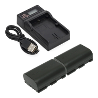 2 stuks: Canon LP-E6 / LP-E6N / LP-E6NH accu's met USB-C single slot oplader (7.2 V, 2000 mAh, 123accu huismerk) ACA00825