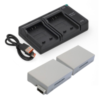 2 stuks: Canon LP-E8 /4515B002AA accu's met USB-C double slot oplader (7.4 V, 1120 mAh, 123accu huismerk) ACA00833