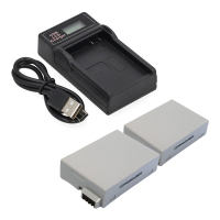 2 stuks: Canon LP-E8 / 4515B002AA accu's met USB-C single slot oplader (7.4 V, 1120 mAh, 123accu huismerk) ACA00831