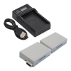 2 stuks: Canon LP-E8 / 4515B002AA accu's met USB-C single slot oplader (7.4 V, 1120 mAh, 123accu huismerk) ACA00831 - 1