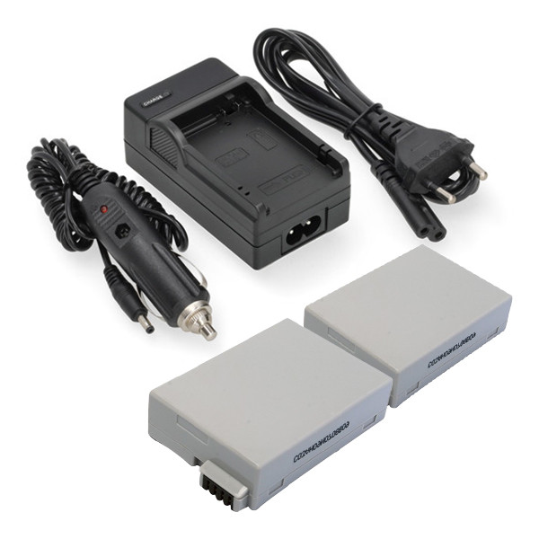 2 stuks: Canon LP-E8 / 4515B002AA accu's met single slot oplader (7.4 V, 1120 mAh, 123accu huismerk) ACA00835 - 1