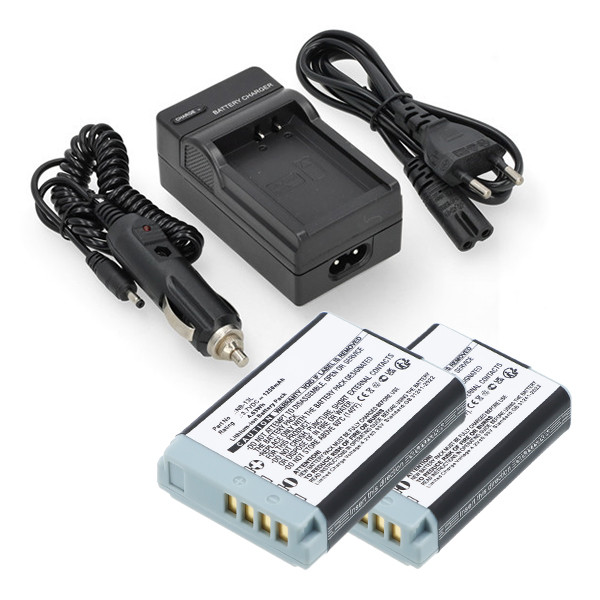 2 stuks: Canon NB-13L / NB-15L accu + AC single slot oplader (3.7 V, 1250 mAh, 123accu huismerk) ACA00871 - 1