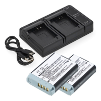 2 stuks: Canon NB-13L / NB-15L accu + USB-C double slot oplader (3.7 V, 1250 mAh, 123accu huismerk) ACA00869